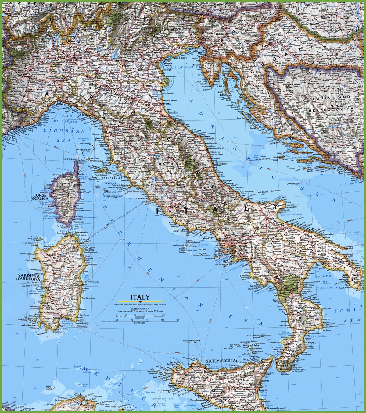 grande mapa detalhado da Itália