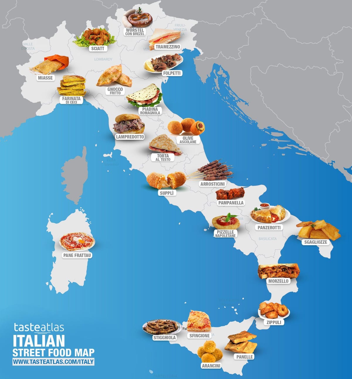 mapa de itlay alimentos