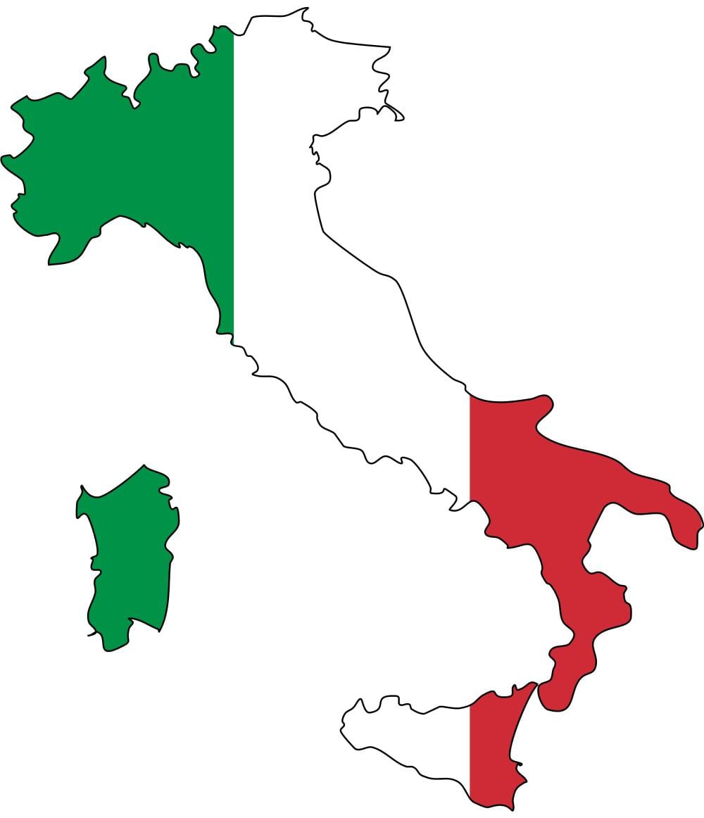 mapa da Itália bandeira