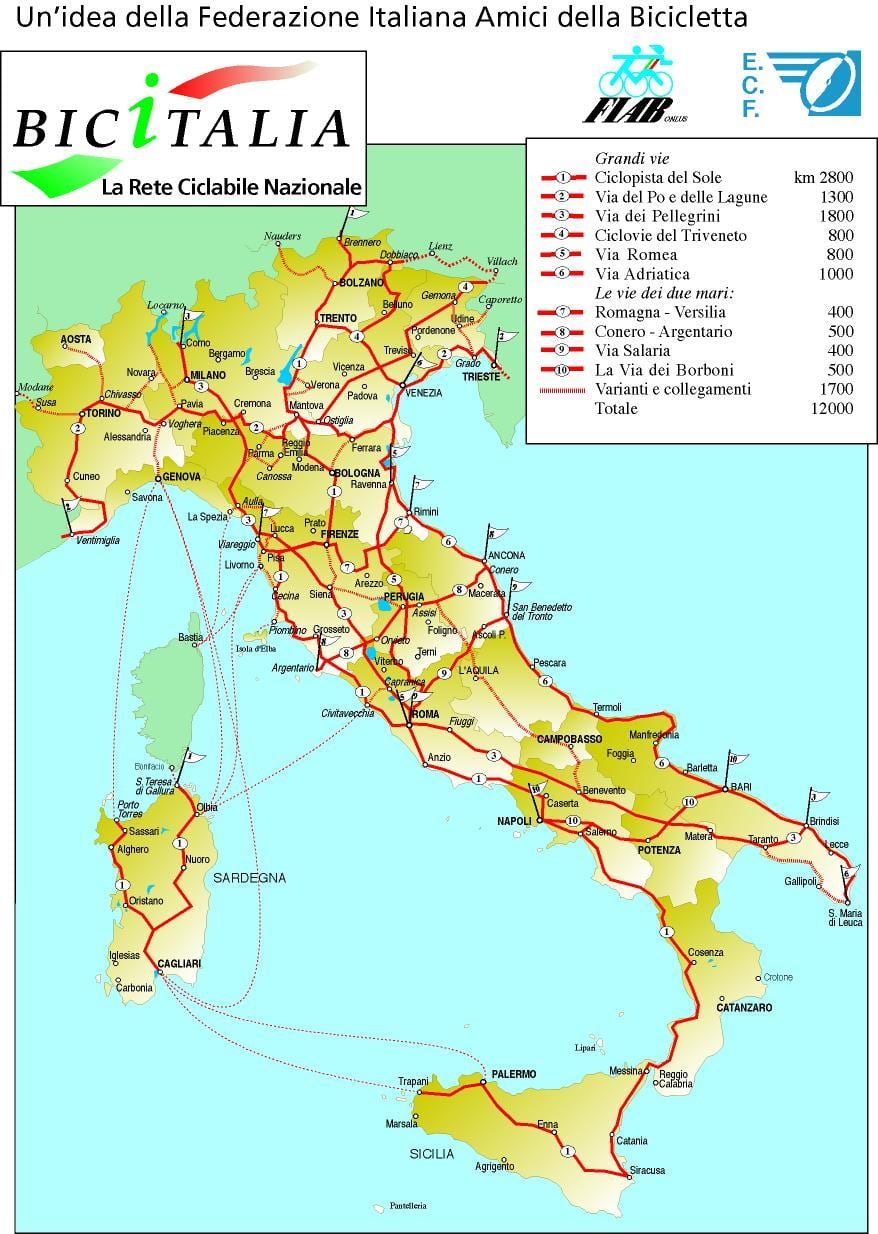 mapa da Itália moto