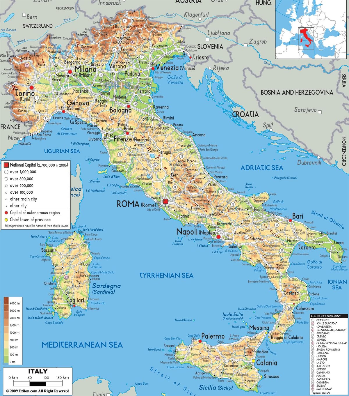 Itália geografia mapa