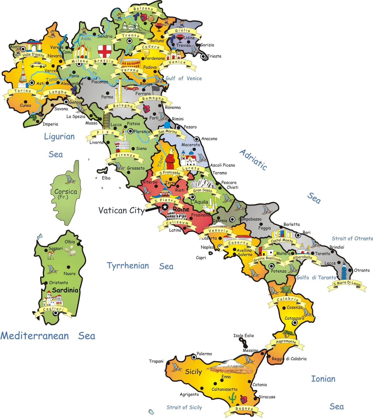Turismo de itália mapa
