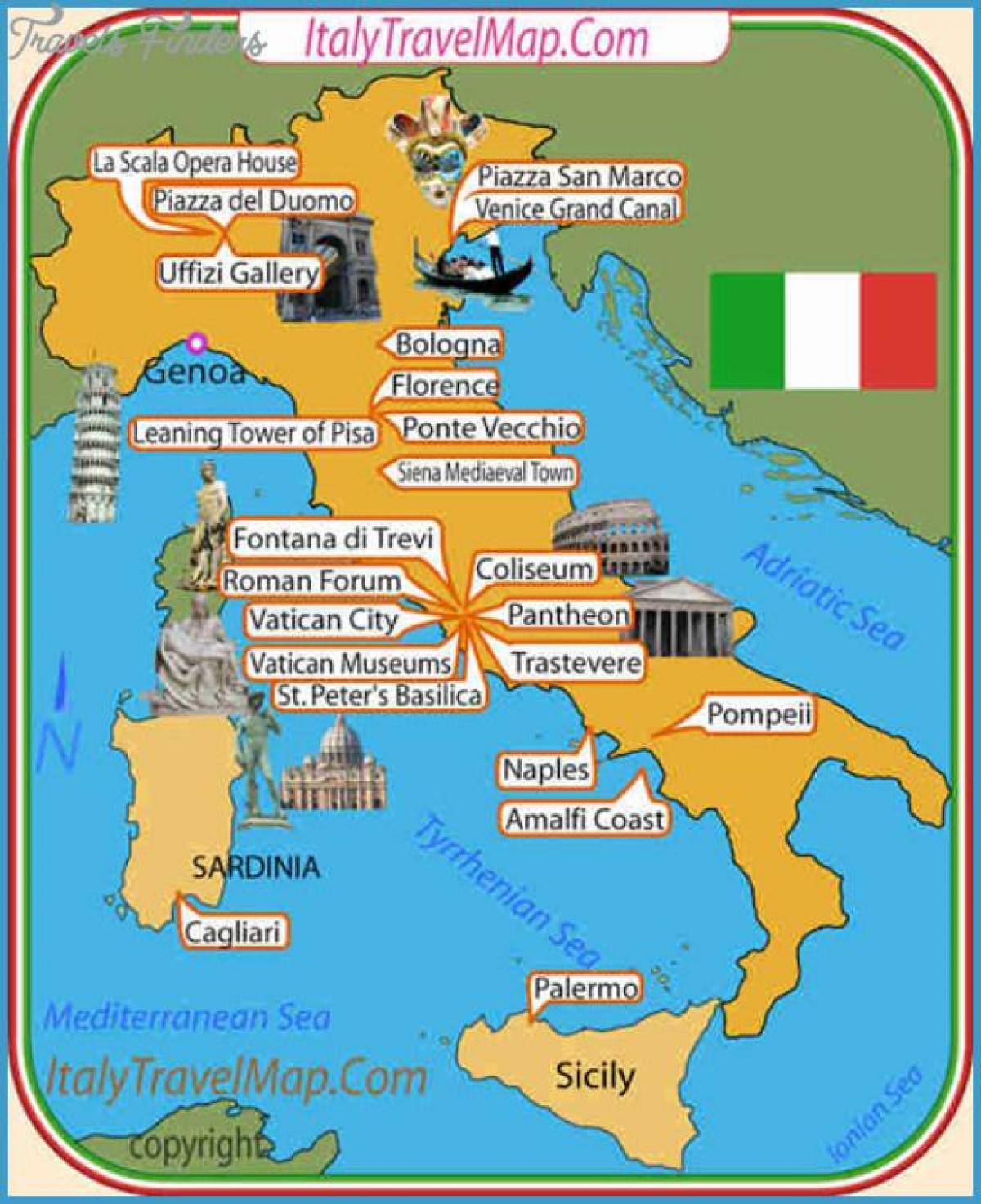 Atrações de itália mapa