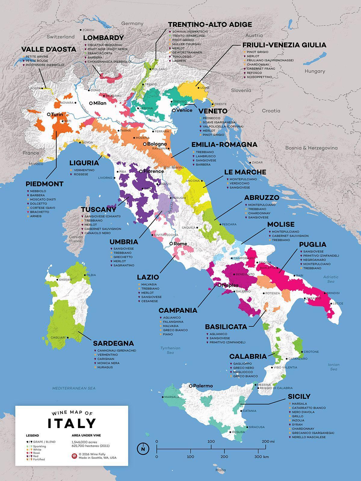 Itália vinho mapa