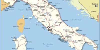 Mapa da Itália, capital