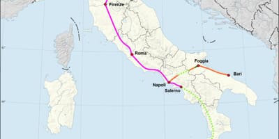 Itália ferroviário de alta velocidade mapa
