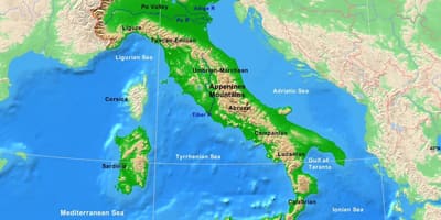 Mapa da Itália montanhas