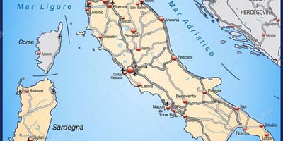 Itália rodovia mapa