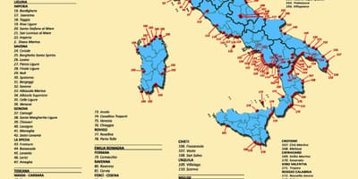 Melhores praias na Itália mapa
