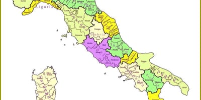 Itália mapa de regiões, províncias