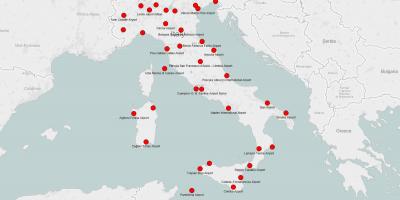 Mapa da Itália mostrando aeroportos