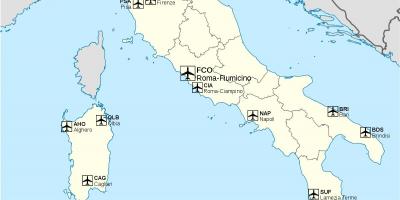 Aeroportos internacionais na Itália mapa