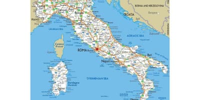 Mapa detalhado da Itália com as cidades