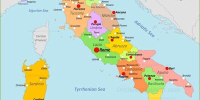 Itália mapa com as cidades e regiões