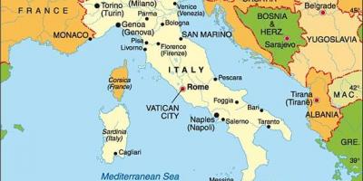 Mapa da Itália e os países limítrofes