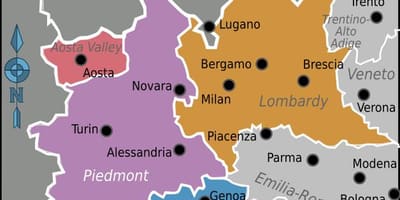 A oeste a norte da Itália mapa