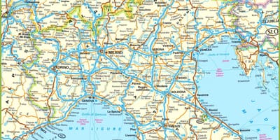 O norte da Itália mapa turístico