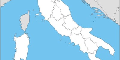 Mapa em branco da Itália com as regiões