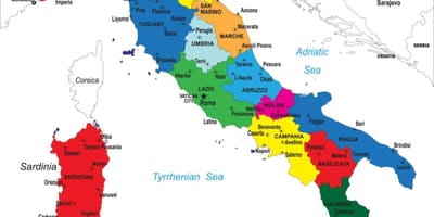 Mapa político da Itália