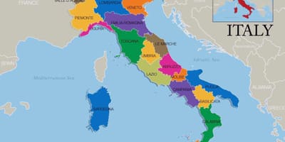 Mapa da Itália e regiões