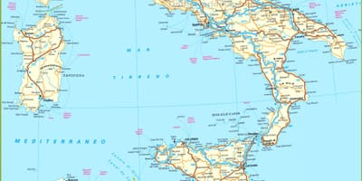 Mapa da Itália do sul